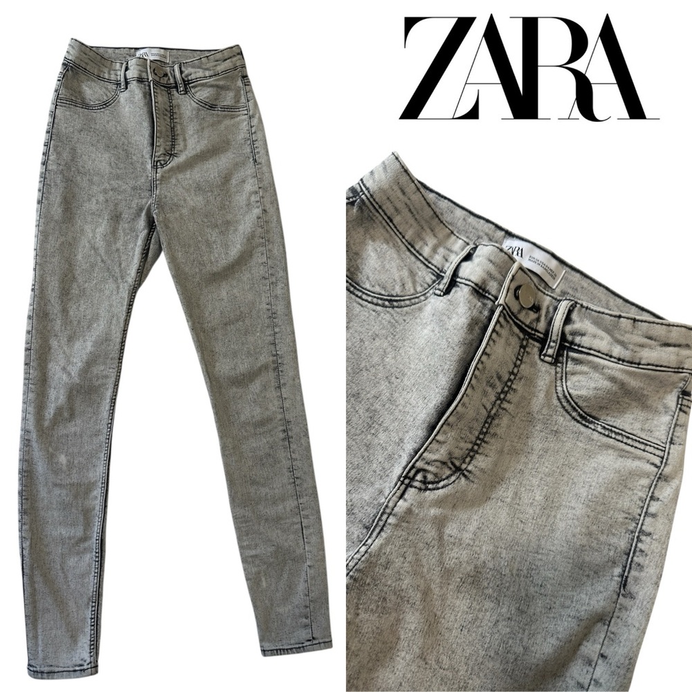 Zara Gray Skinny Jeans High-Rise Sleek